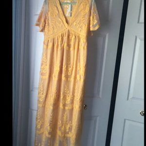 Yellow Lace Gown/ maxi dress